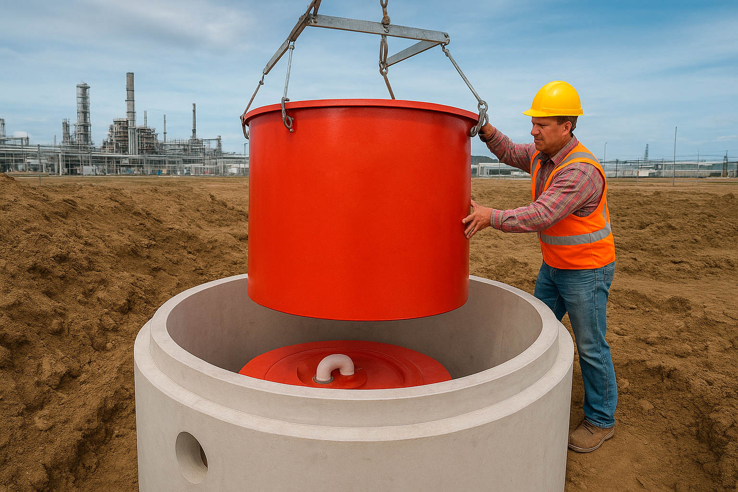 persona realizando pruebas en planta complementaria de tratamiento de aguas residuales - ver detalles de la planta